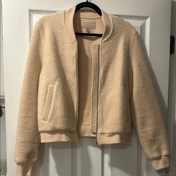 Blank NYC Cozy Beige Bomber Jacket - Picture 1 of 4